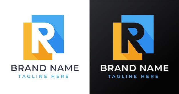 R Letter Logo Design with Abstract Square Shape Style