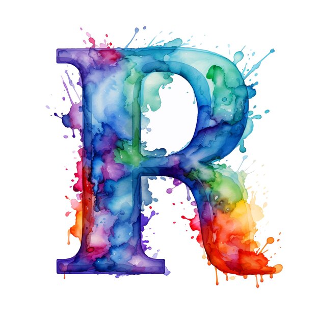 Vector r letter watercolor paint art