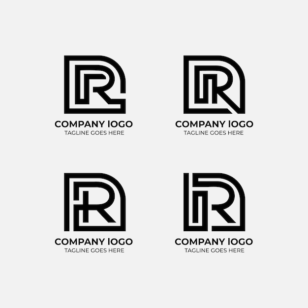 Vector r logo set flat design