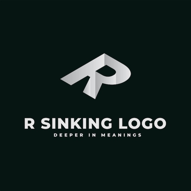 R Monochrome Isometric Hole Pit And Cutting Edge Logo Initial Alphabet Letter Logomark Icon