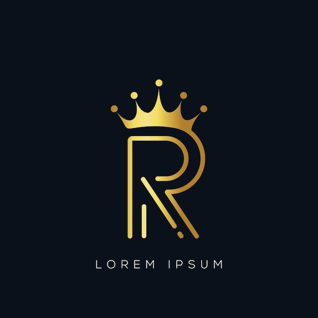 Vector r premium crown logo and elegant shield crown icon