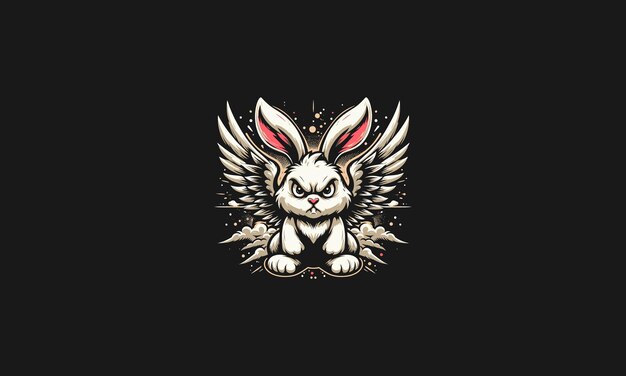 rabbit angry with wings vector artwork design