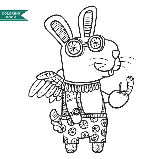 Rabbit book illustration, zentangle animal