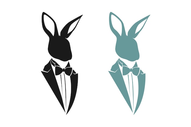 Rabbit businessman silhouette with elegant gentleman tuxedo