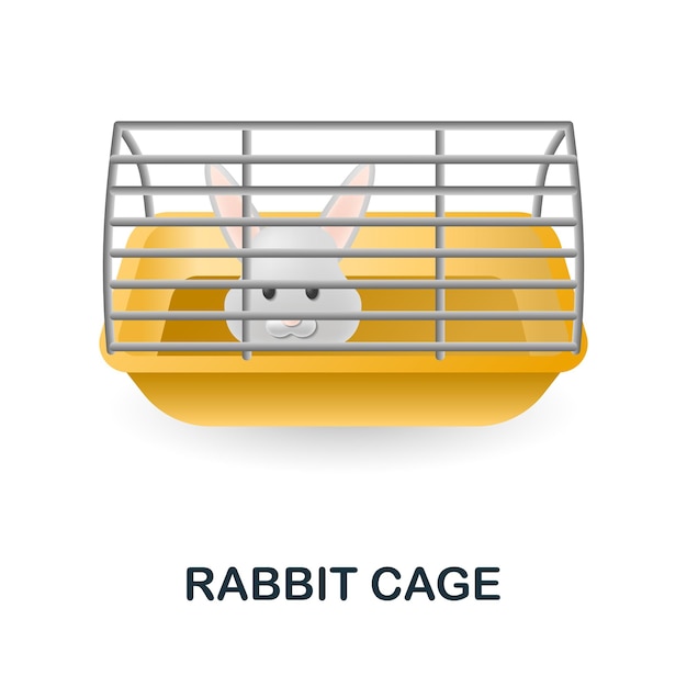 Vector rabbit cage icon 3d illustration from home pets collection creative rabbit cage 3d icon for web design templates infographics and more