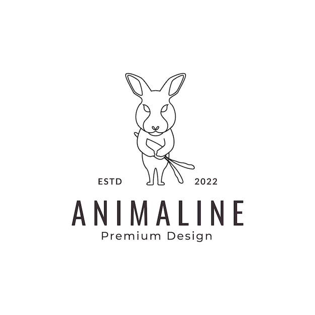 RABBIT CARROT LOGO LINE VECTOR ILLUSTRATION