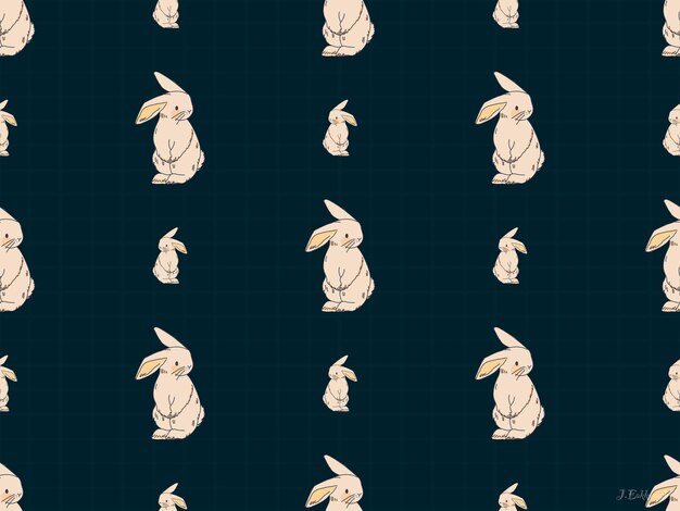 Rabbit cartoon character seamless pattern on blue background