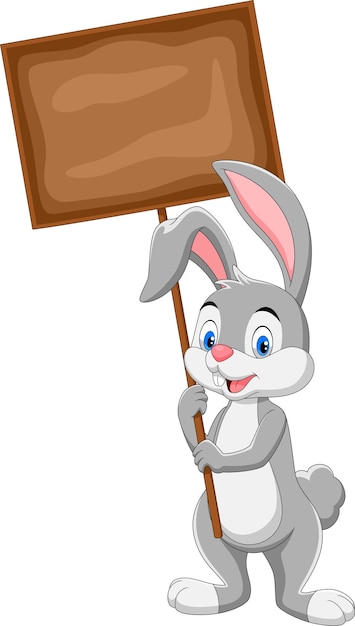 Rabbit cartoon holding blank board