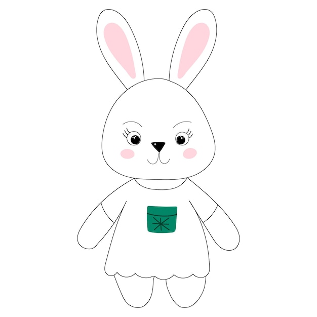 Rabbit cartoon sketch outline icon isolated vector