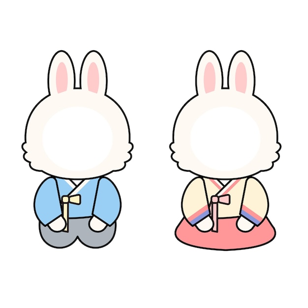 A rabbit character in hanbok.  For facial synthesis.