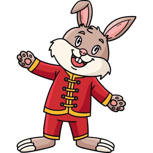 Rabbit Chinese Outfit Cartoon Colored Clipart