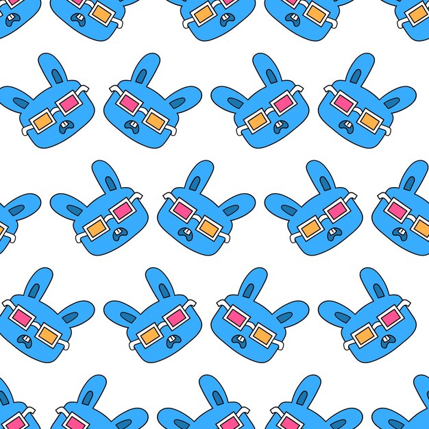 Rabbit cinema seamless pattern textile print. Great for summer vintage fabric, scrapbooking, wallpaper, giftwrap. repeat pattern background design