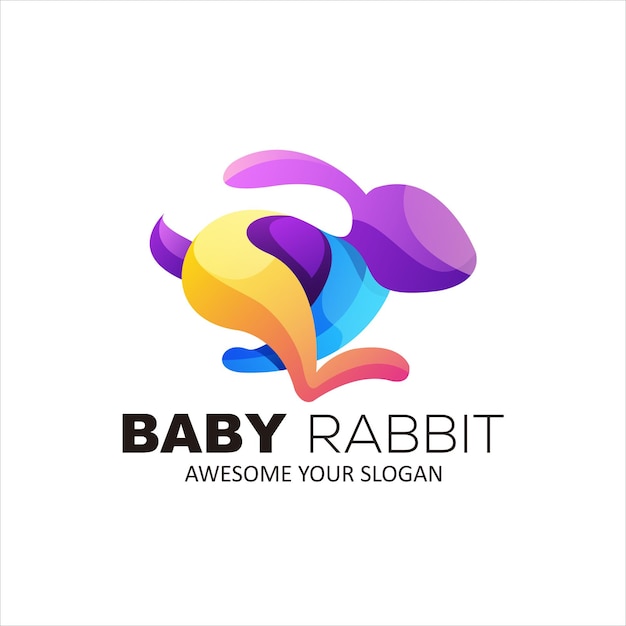 rabbit colorful logo vector