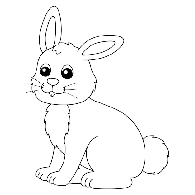 Rabbit Coloring Page Isolated for Kids