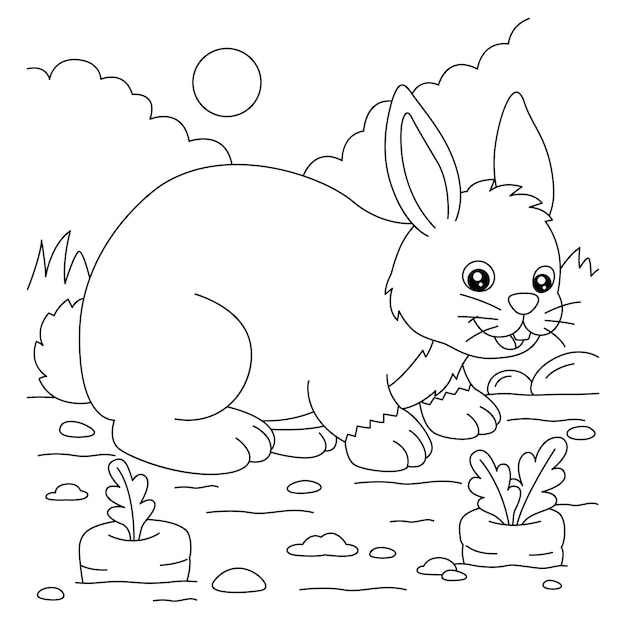 Rabbit Coloring Page for Kids