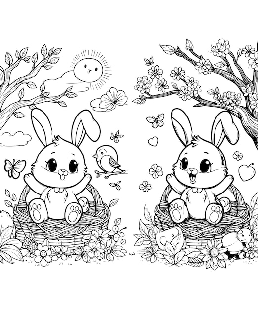 Rabbit Coloring Page vector illustration