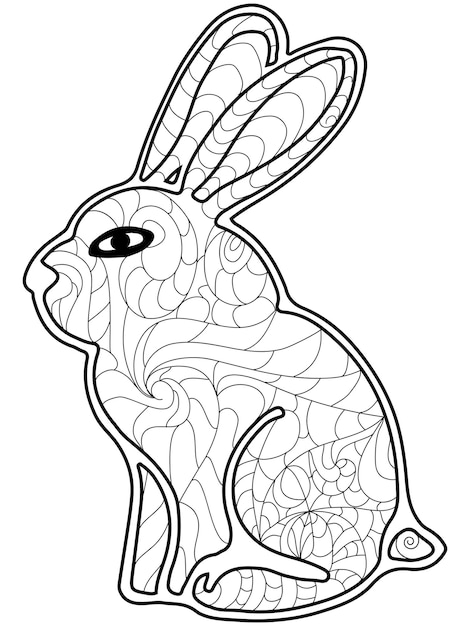 Rabbit Coloring vector for adults