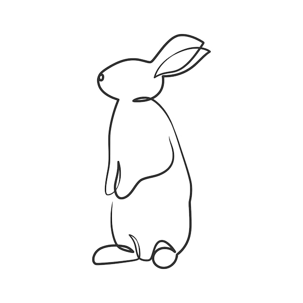 Rabbit continuous one line art drawing