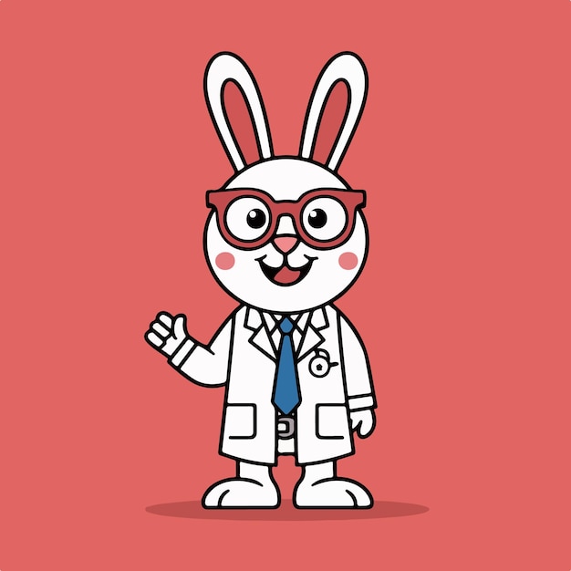 Rabbit doctor cartoon illustration