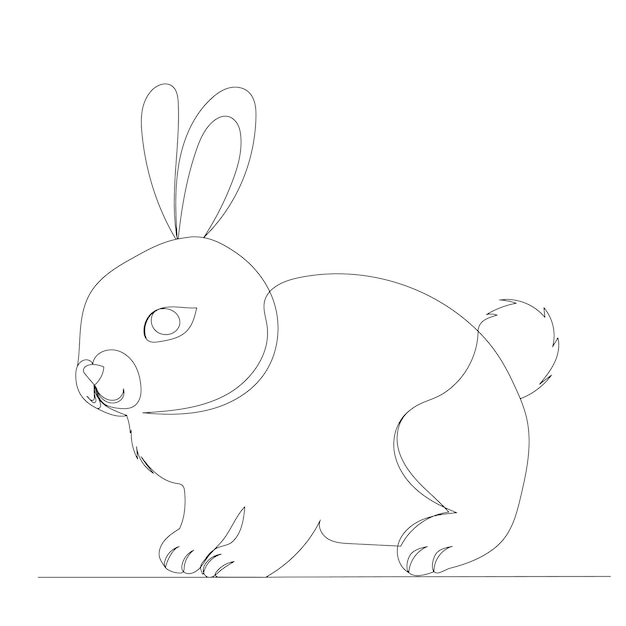 Rabbit drawing by one continuous line isolated vector