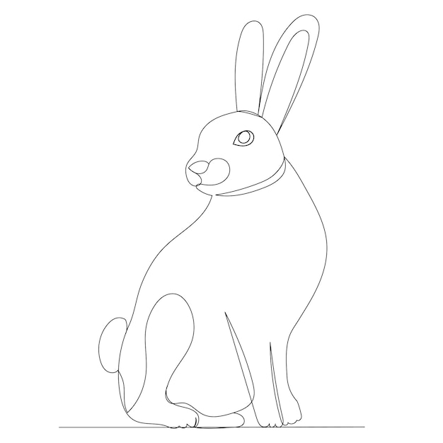 Rabbit drawing by one continuous line isolated