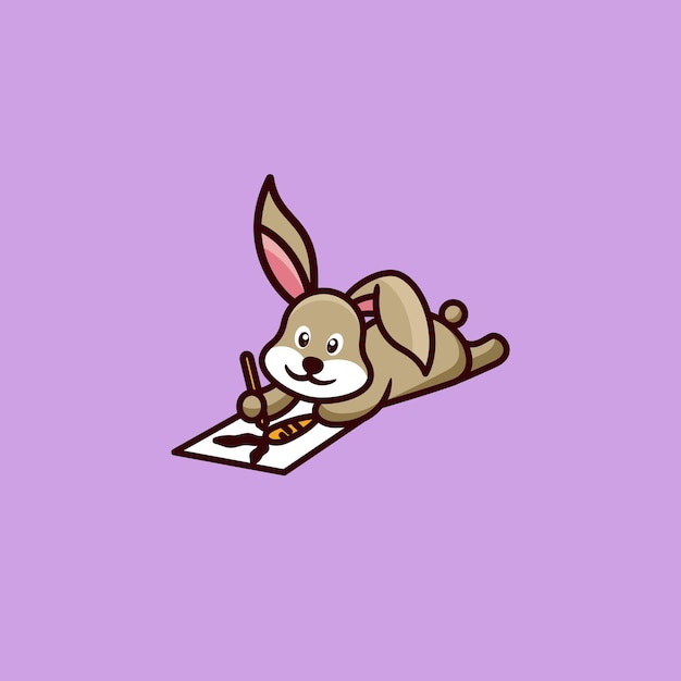 A rabbit drawing on a purple background