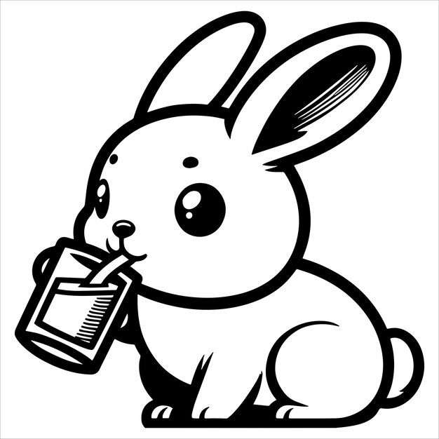 Vector rabbit drinking water svg