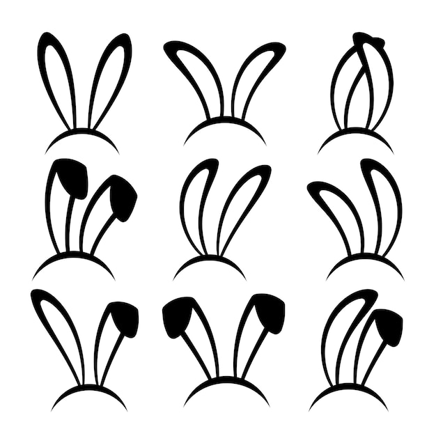 Rabbit ears headband set Easter bunny ears isolated on background