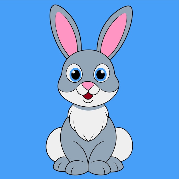 Rabbit easter bunny hand drawn cartoon character sticker icon concept isolated illustration