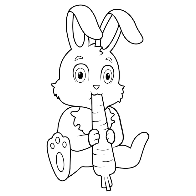 A rabbit eating carrot coloring page