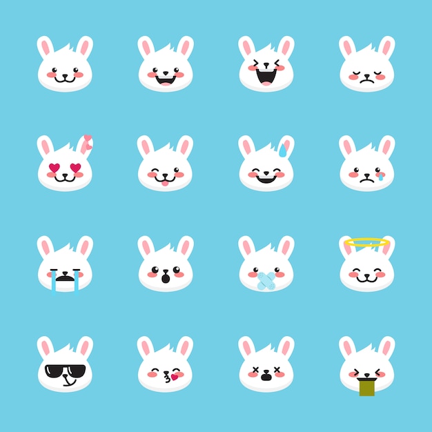 rabbit emoticons collection