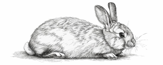 Vector rabbit engraving style simple pencil drawing vector