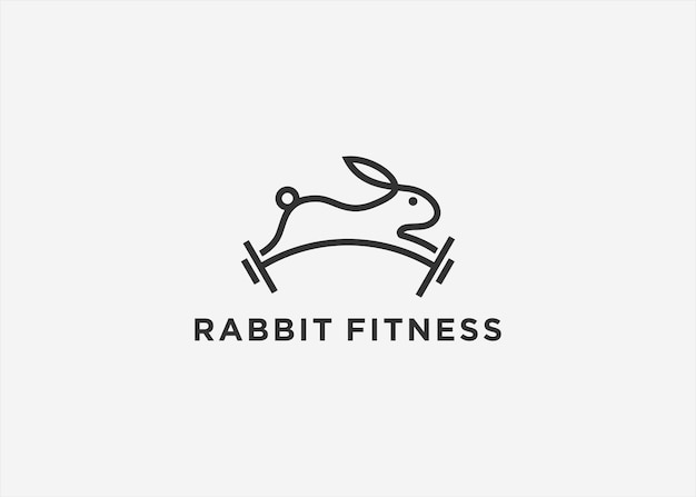 rabbit fitness logo design vector silhouette illustration