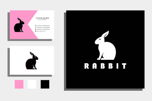 rabbit hare bunny silhouette butcher or woman adult sign symbol logo design