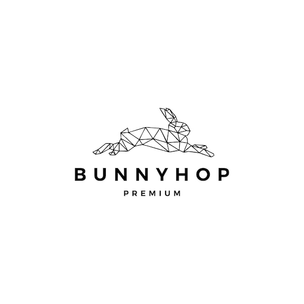 Rabbit hare jumping bunny hop logo template