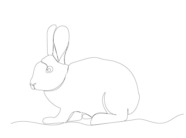 Rabbit hare one line drawing isolated vector