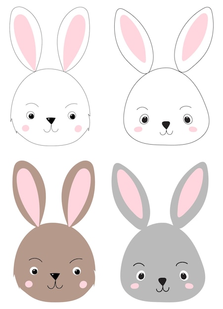 Rabbit hare portrait cartoon on white background isolated vector