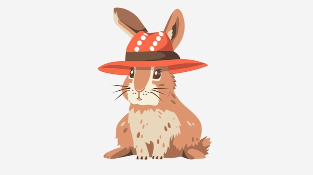 Vector rabbit in a hat icon flat vector isolated on white background