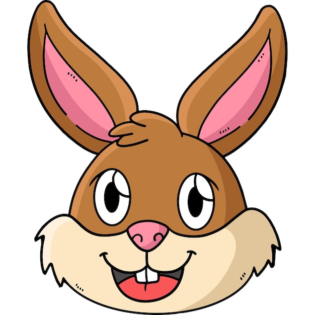 Rabbit Head Cartoon Colored Clipart Illustration