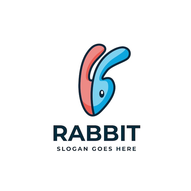 Rabbit head cute mascot character with two color logo