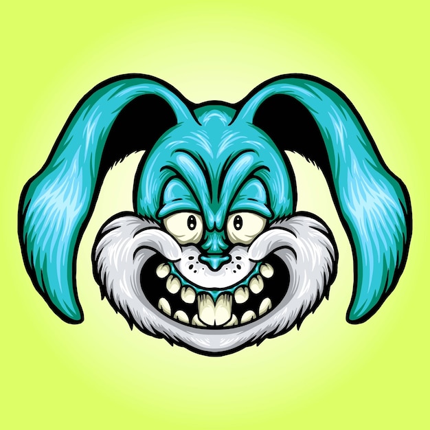 Rabbit head smiley cartoon illustration for your logo merchandise tshirt stickers and label design