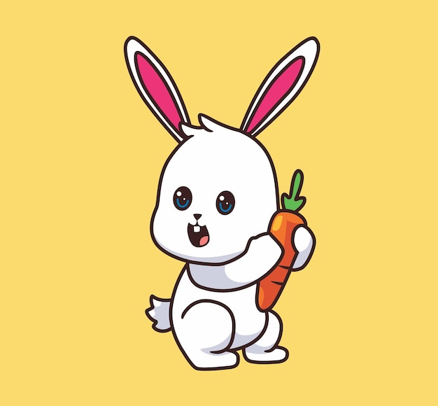 Rabbit holding a carrot cartoon illustration