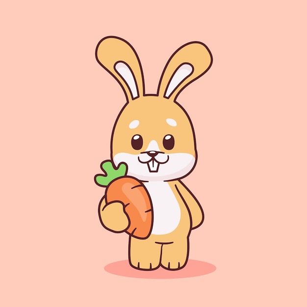 Rabbit Holding Carrot Icon Vector Illustration