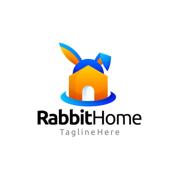 Rabbit house gradient logo design