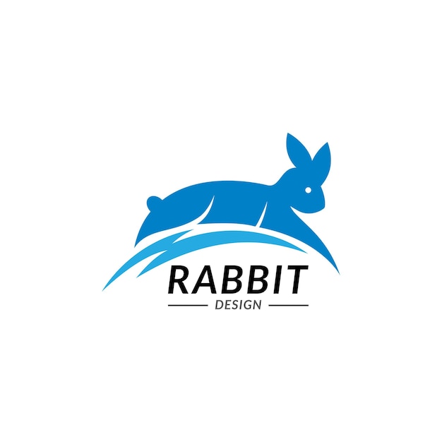 Rabbit illustration on black background. Negative space design. Vector icon template for your logo o