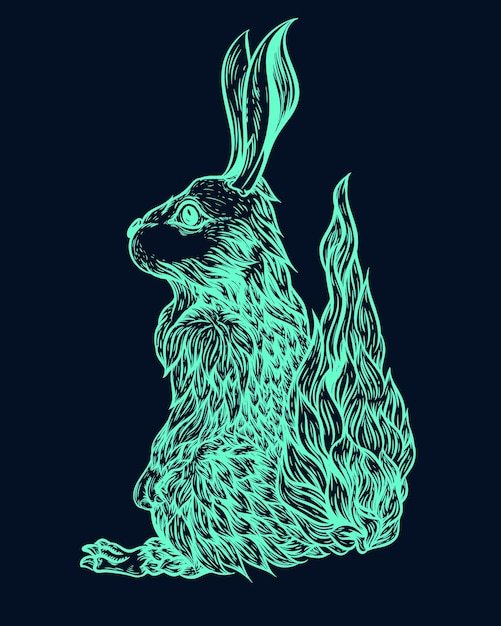 rabbit illustration in glow color