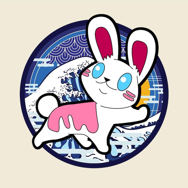 Rabbit illustration for new year logo, notebook, and background