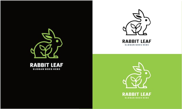 Vector rabbit leaf logo animal and plant vector illustration