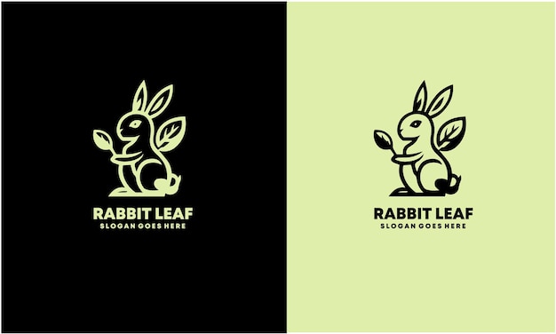 Vector rabbit leaf logo animal and plant vector illustration