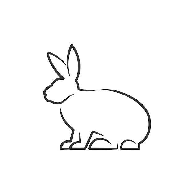 Rabbit line art black and white